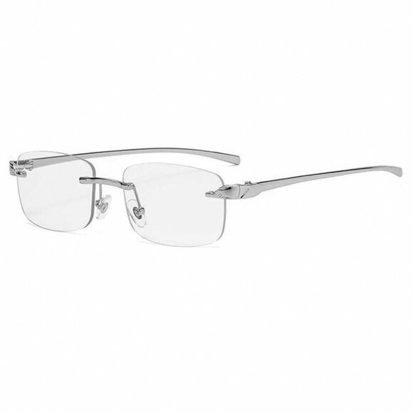 Luxury Leopard Clear Lens Silver Frame Hip Hop Retro Men's Rectangular Glasses - Picture 1 of 6